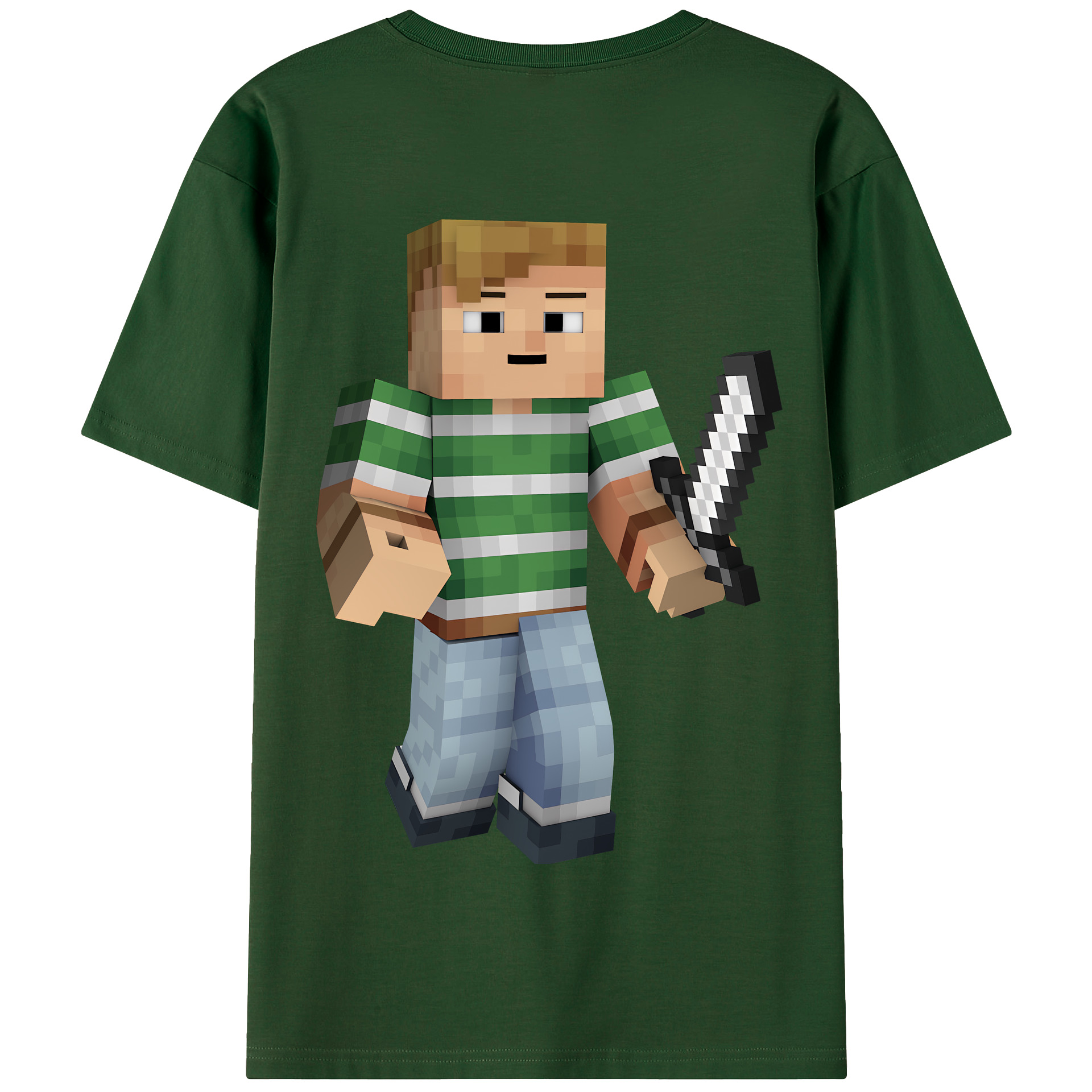 （画像用） マインクラフト ブロックの世界 Minecraft MC Block world 綿100％半袖Tシャツ（背面プリント）